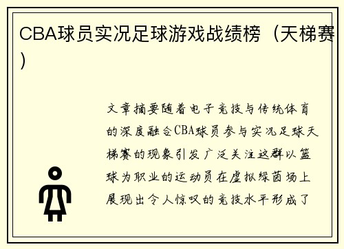 CBA球员实况足球游戏战绩榜（天梯赛）